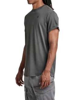 T-shirt en coton noir uni avec un col rond et une coupe droite