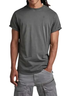 T-shirt en coton noir uni avec un col rond et une coupe droite