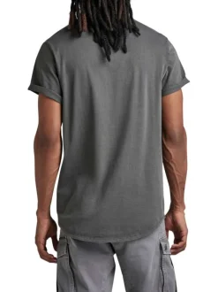T-shirt en coton noir uni avec un col rond et une coupe droite
