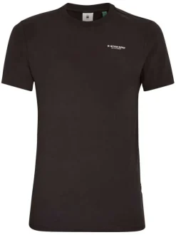 T-shirt en coton noir uni avec une col rond et une coupe droite