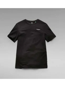 T-shirt en coton noir uni avec une col rond et une coupe droite