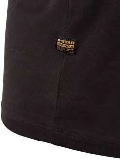 T-shirt en coton noir uni avec une col rond et une coupe droite