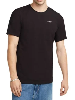 T-shirt en coton noir uni avec une col rond et une coupe droite