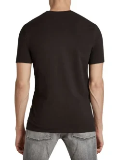 T-shirt en coton noir uni avec une col rond et une coupe droite