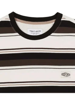 T-shirt en coton noir uni avec une coupe droite et des rayures à l'horizontal