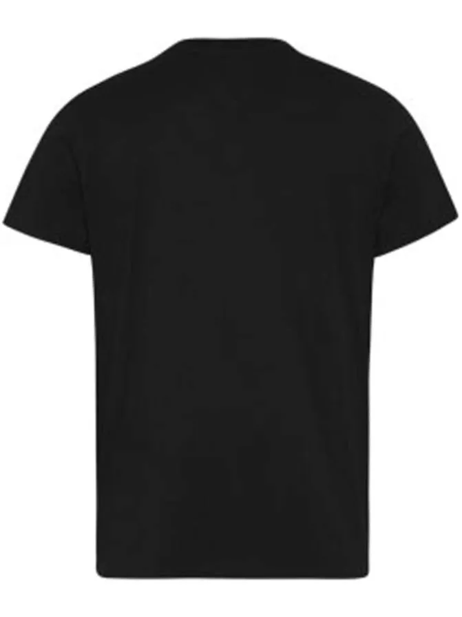 T-shirt en coton noir uni avec une coupe droite et un col en V