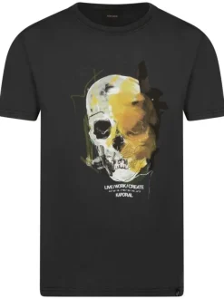 T-shirt en coton noir uni avec une coupe droite et un col rond