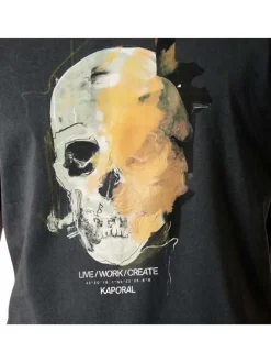 T-shirt en coton noir uni avec une coupe droite et un col rond