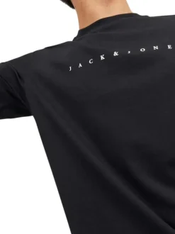 T-shirt en coton noir uni avec une coupe droite et un col rond