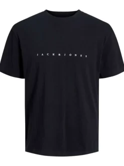 T-shirt en coton noir uni avec une coupe droite et un col rond