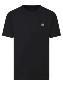 T-shirt en coton noir uni avec une coupe droite et un col rond