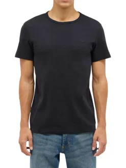 T-shirt en coton noir uni avec une coupe droite et un col rond