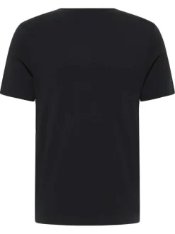 T-shirt en coton noir uni avec une coupe droite et un col rond