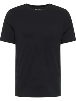 T-shirt en coton noir uni avec une coupe droite et un col rond