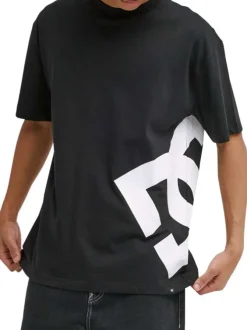T-shirt en coton noir uni avec une coupe droite et un col rond