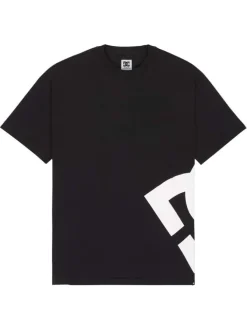 T-shirt en coton noir uni avec une coupe droite et un col rond