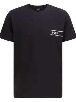 T-shirt en coton noir uni avec une coupe droite et un col rond