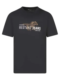 T-shirt en coton noir uni avec une coupe droite et un col rond