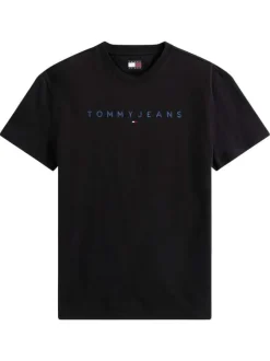 T-shirt en coton noir uni avec une coupe droite et un col rond
