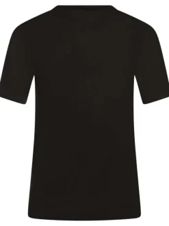 T-shirt en coton noir uni avec une coupe droite et un patch iconique