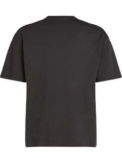 T-shirt en coton noir uni avec une coupe oversize et un col rond