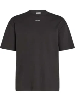 T-shirt en coton noir uni avec une coupe oversize et un col rond