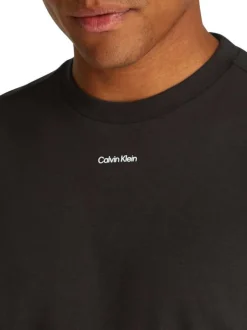 T-shirt en coton noir uni avec une coupe oversize et un col rond