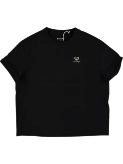 T-shirt en coton noir uni à coupe ample avec des manches courtes