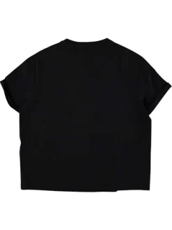 T-shirt en coton noir uni à coupe ample avec des manches courtes