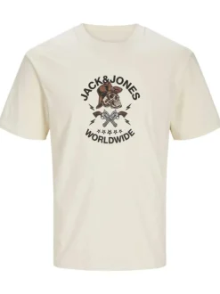 T-shirt en coton noir uni coupe droite avec imprimé tête de mort cow-boy