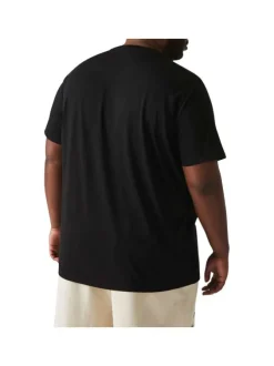 T-shirt en coton noir uni coupe droite avec un col rond et logo brodé