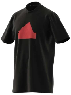 T-shirt en coton noir uni à coupe droite et un large logo rouge débossé