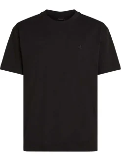 T-shirt en coton noir uni à coupe oversize avec un imprimé logo à l'arrière