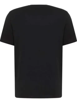 T-shirt en coton noir uni à manches courtes pourvu d'un col rond