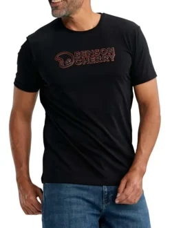 T-shirt en coton noir uni pourvu de manches courtes et d'un col rond