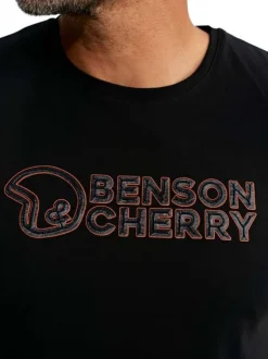 T-shirt en coton noir uni pourvu de manches courtes et d'un col rond