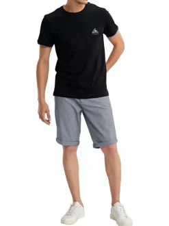 T-shirt en coton noir uni pourvu d'un col rond et de manches courtes
