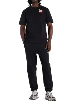 T-shirt en coton noir uni pourvu d'un col rond et de manches courtes