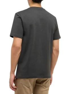 T-shirt en coton noir uni pourvu d'un col rond et de manches courtes
