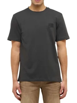 T-shirt en coton noir uni pourvu d'un col rond et de manches courtes