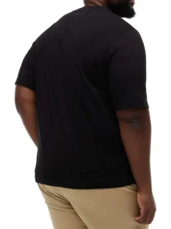 T-shirt en coton noir uni pourvu d'un col rond et de manches courtes