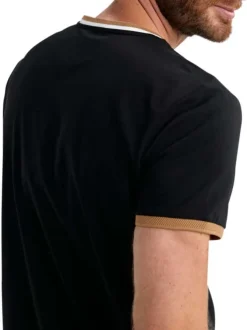 T-shirt en coton noir uni pourvu d'une coupe droite et d'un col rond