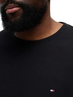 T-shirt en coton noir uni pourvu d'une coupe droite et d'un col rond