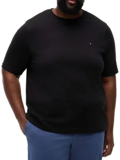 T-shirt en coton noir uni pourvu d'une coupe droite et d'un col rond