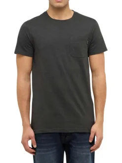 T-shirt en coton noir uni pourvu d'une poche plaquée sur le coeur