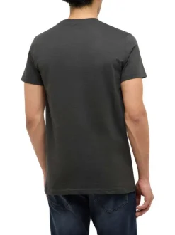 T-shirt en coton noir uni pourvu d'une poche plaquée sur le coeur