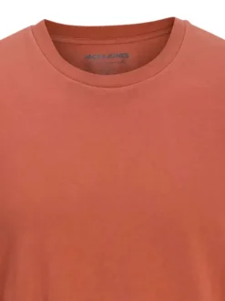 T-shirt en coton orange avec imprimé japonais au dos, coupe droite et col rond