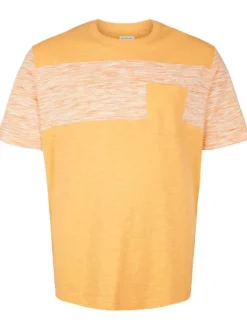 T-shirt en coton orange chiné avec une coupe droite et un col rond