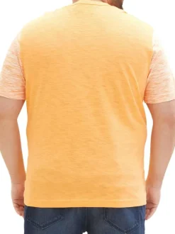 T-shirt en coton orange chiné avec une coupe droite et un col rond