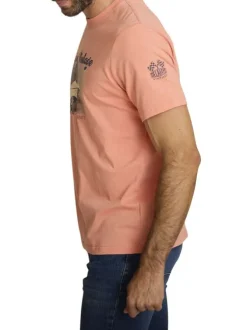 T-shirt en coton orange à coupe droite orné d'un imprimé de voiture